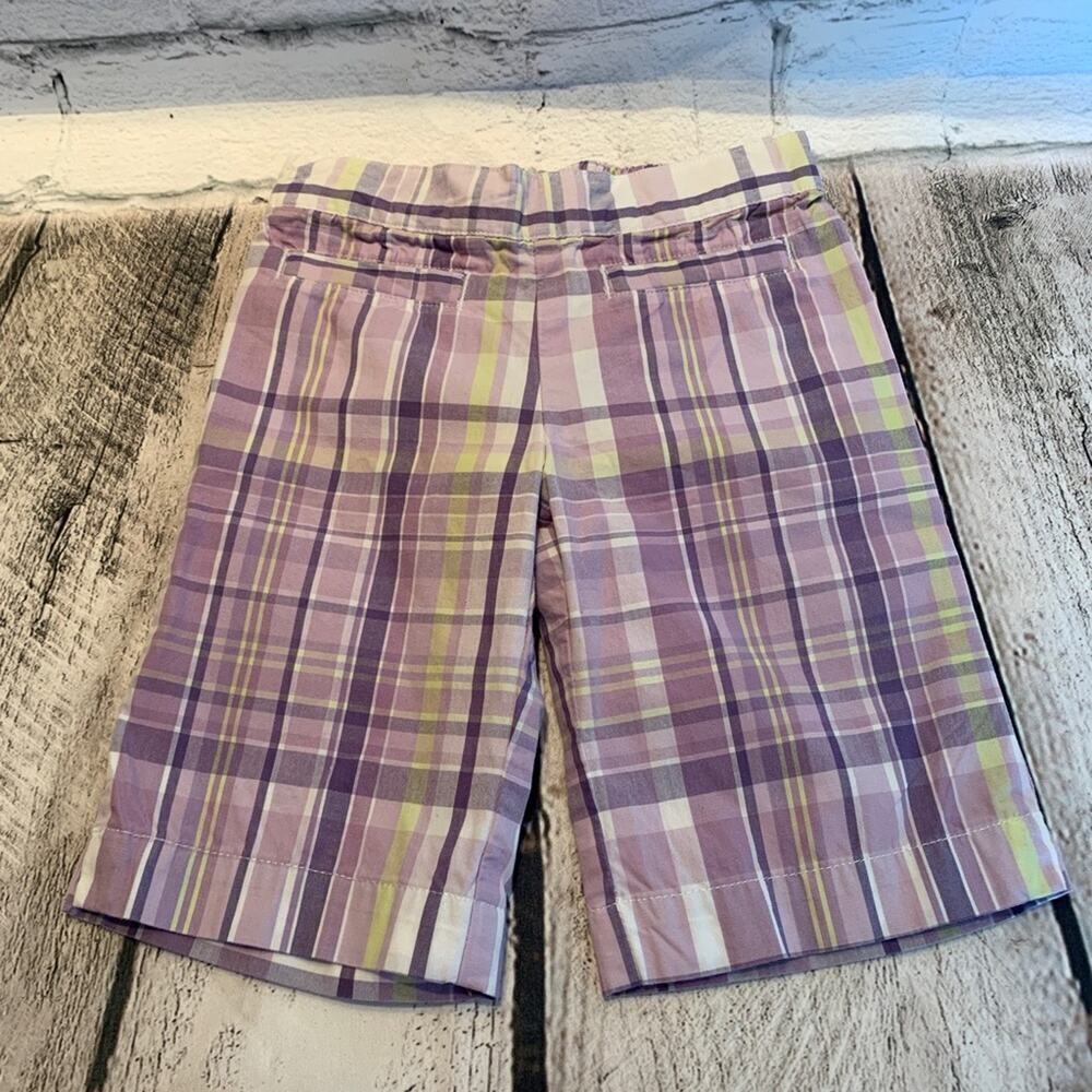 JANIE AND JACK Girl’s NWOT Purple Plaid Bermuda Shorts / Size: 6-12 Months